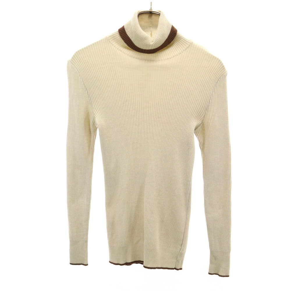 VINTAGE ヴィンテージ 80s 90s イタリア製 長袖 タートルネック セーター 4 ベージュ リブニット レディース