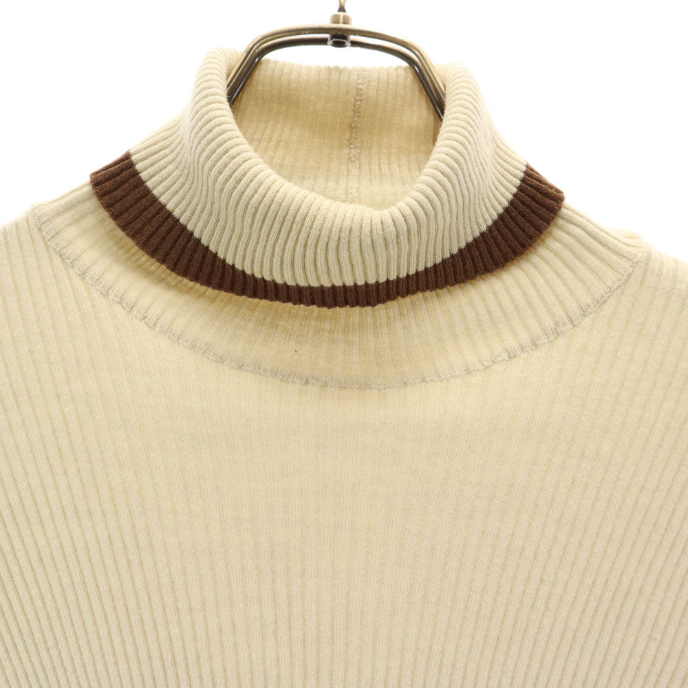 VINTAGE ヴィンテージ 80s 90s イタリア製 長袖 タートルネック セーター 4 ベージュ リブニット レディース