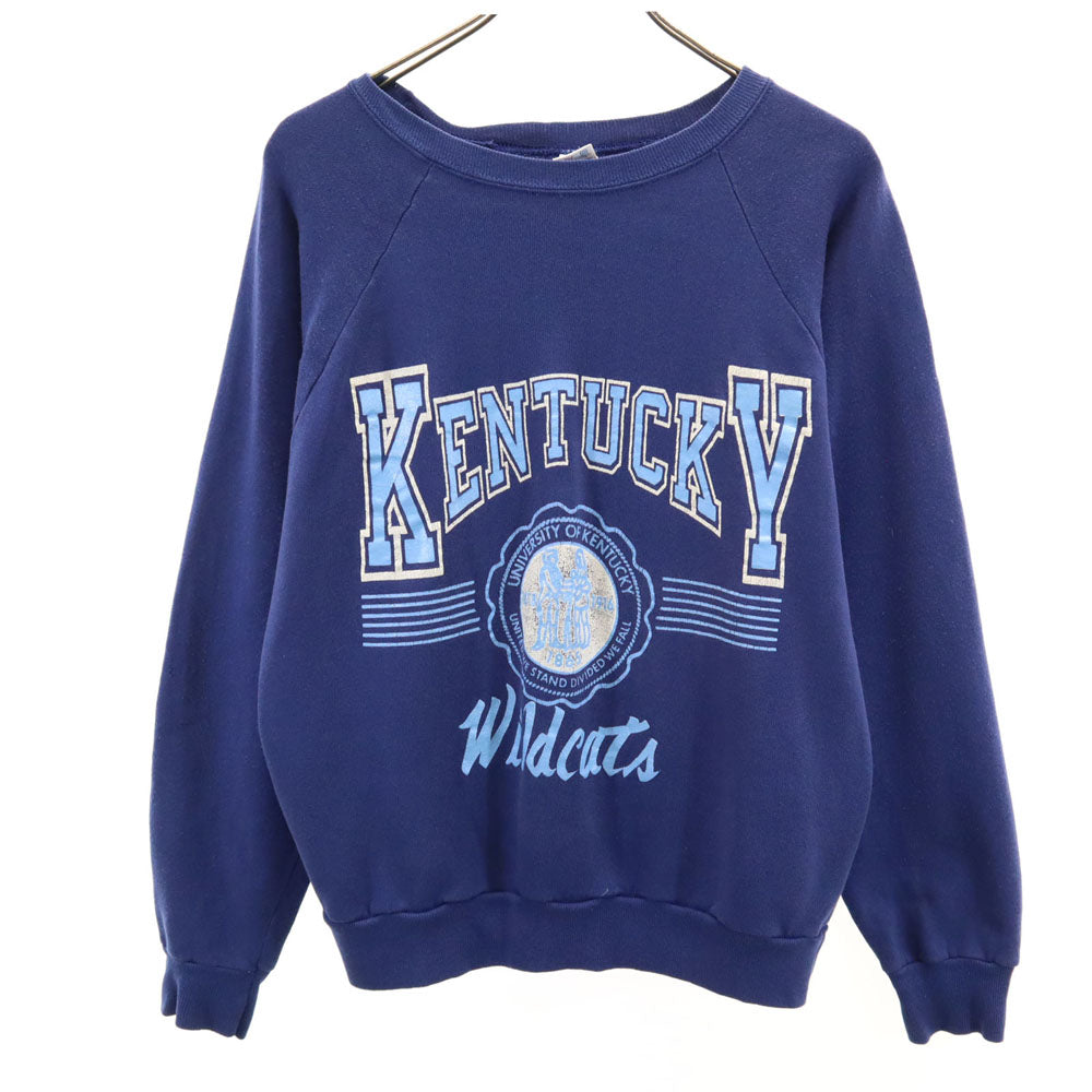 Champion チャンピオン 80s USA製 ヴィンテージ トリコタグ カレッジ 長袖 スウェット トレーナー L 青紺 裏起毛 レディース