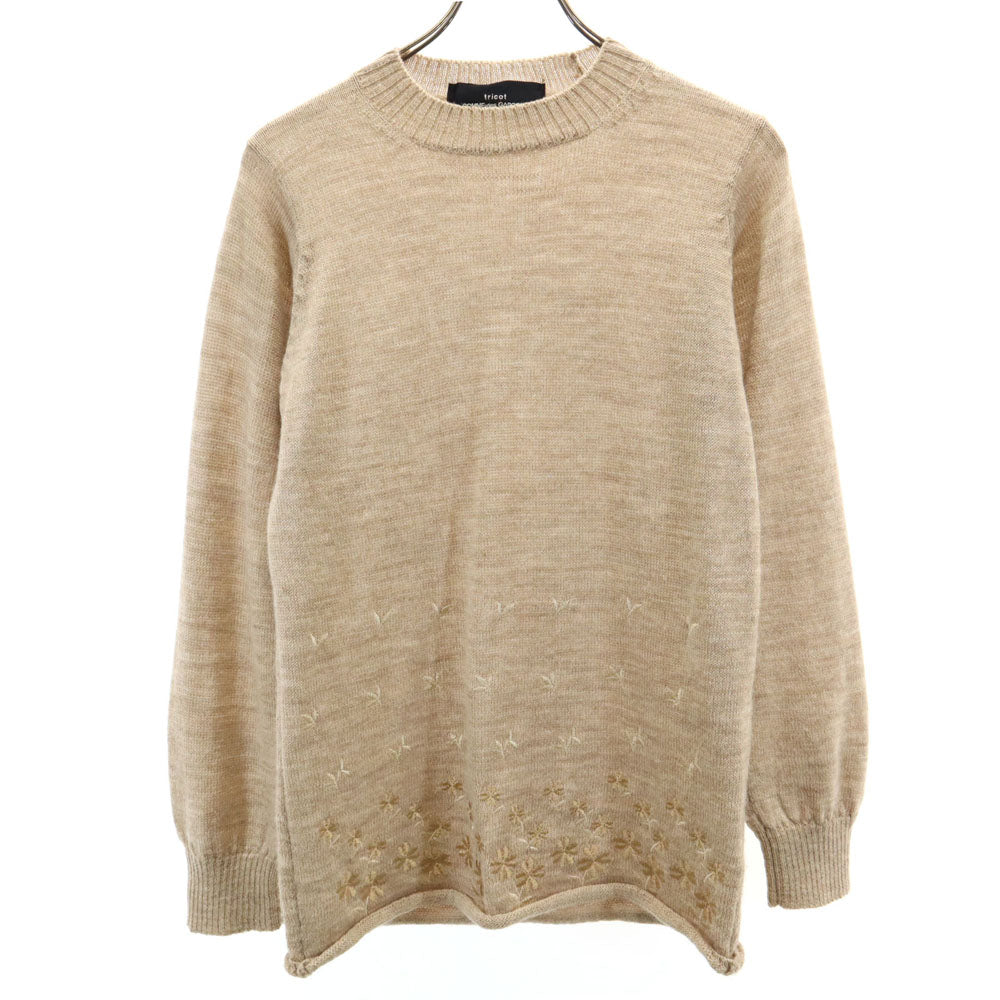 tricot COMME des GARCONS トリココムデギャルソン 1997年 90s 日本製 オールド 花柄刺繍 長袖 セーター ベージュ ニット レディース