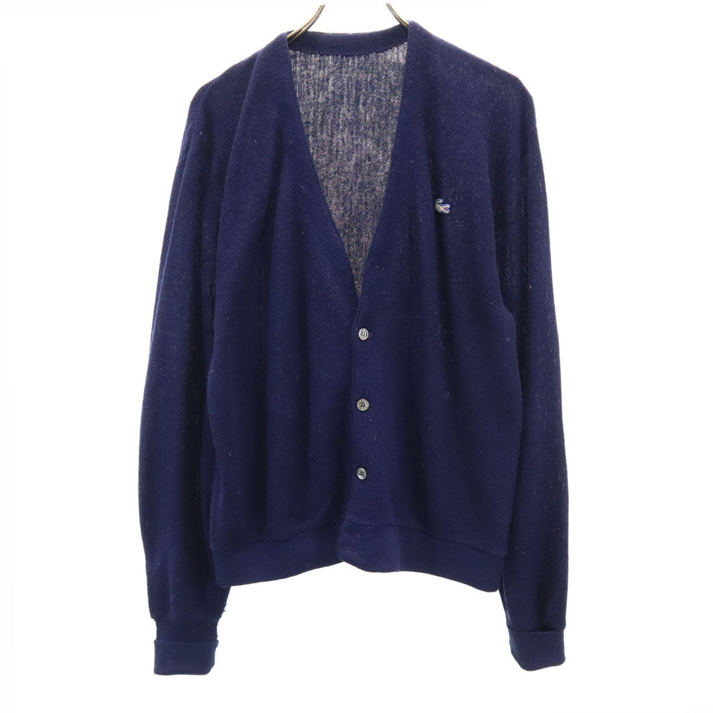LACOSTE ラコステ 70s 80s ヴィンテージ 長袖 Vネック ニットカーディガン ネイビー メンズ