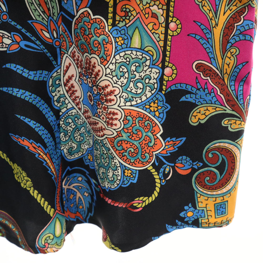 未使用 ETRO エトロ イタリア製 シルク 総柄 長袖 シャツ 42 ブラック 他 レディース