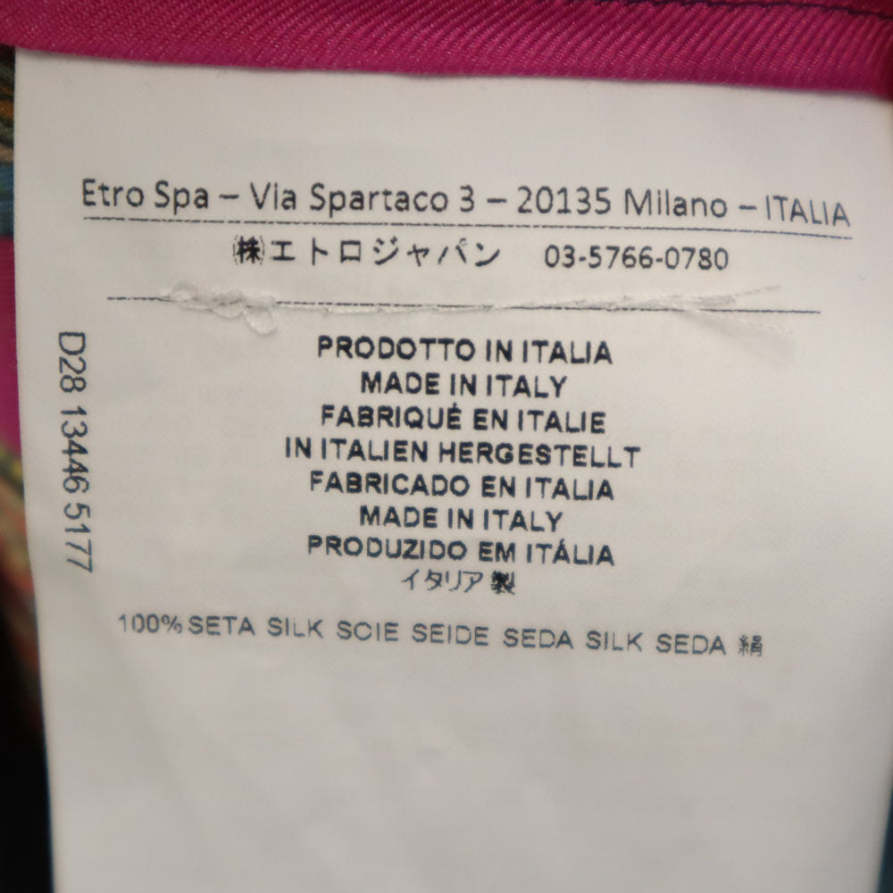 未使用 ETRO エトロ イタリア製 シルク 総柄 長袖 シャツ 42 ブラック 他 レディース