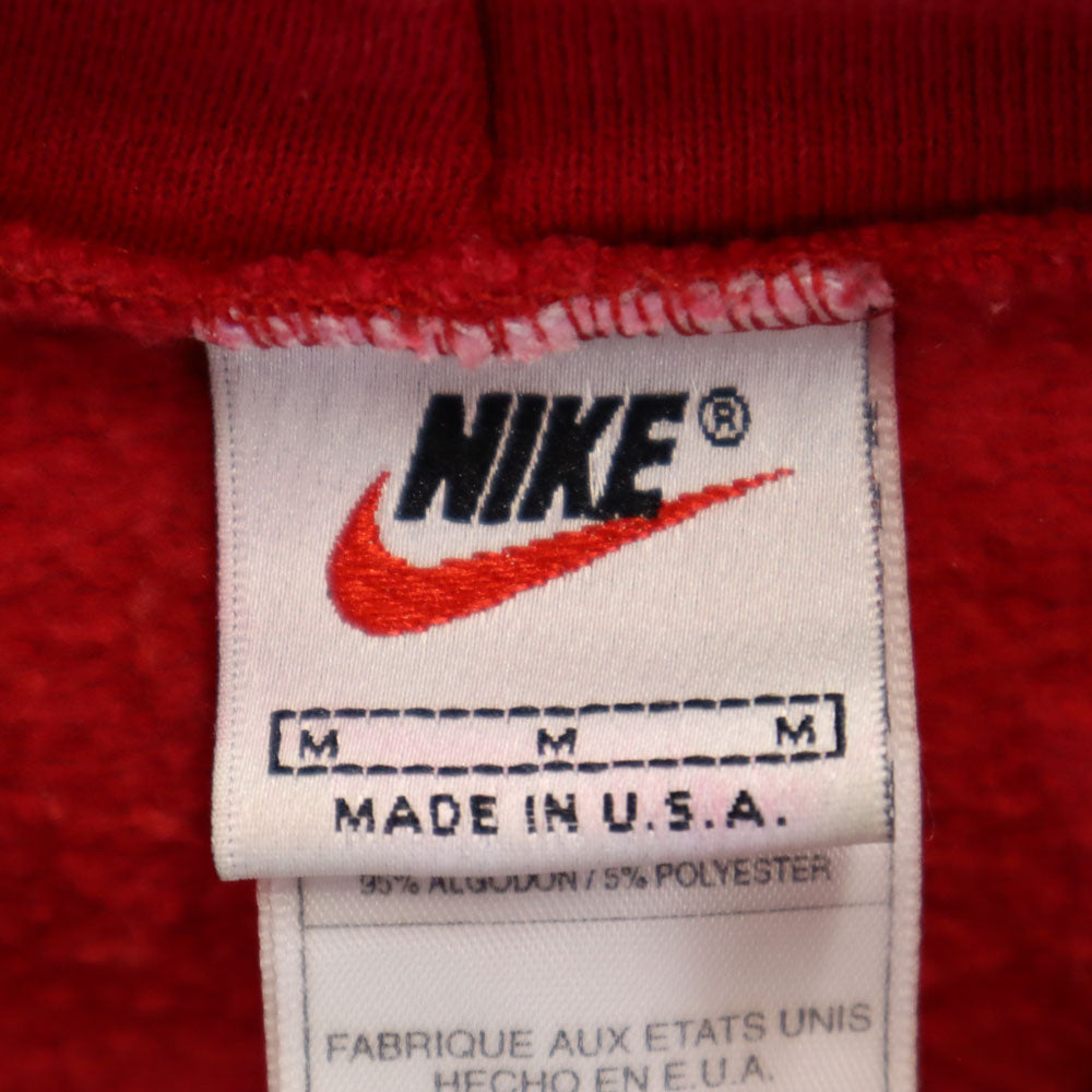 ナイキ 90s USA製 オールド 長袖 スウェットパーカー M レッド NIKE 裏起毛 メンズ