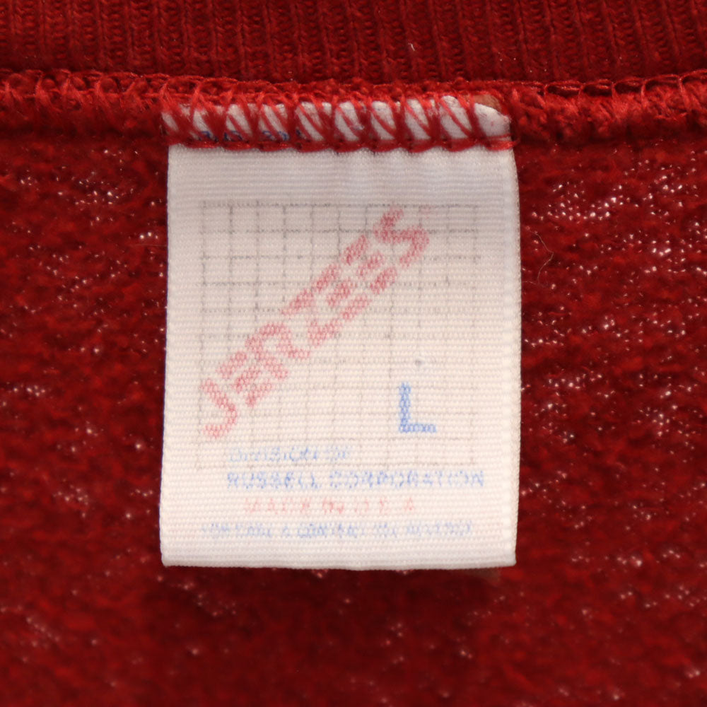 JERZEES ジャージーズ 90s USA製 オールド パズル ミッキーマウス 長袖 スウェット トレーナー L レッド Disney ディズニー クラック加工 メンズ