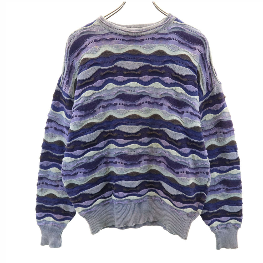 バリーク 90s オールド 総柄 長袖 セーター M パープル系 3D ニット メンズ