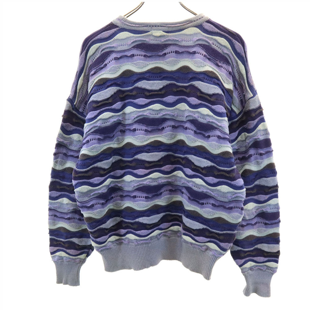 バリーク 90s オールド 総柄 長袖 セーター M パープル系 3D ニット メンズ
