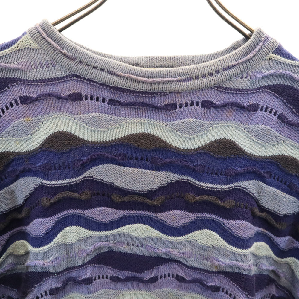 バリーク 90s オールド 総柄 長袖 セーター M パープル系 3D ニット メンズ