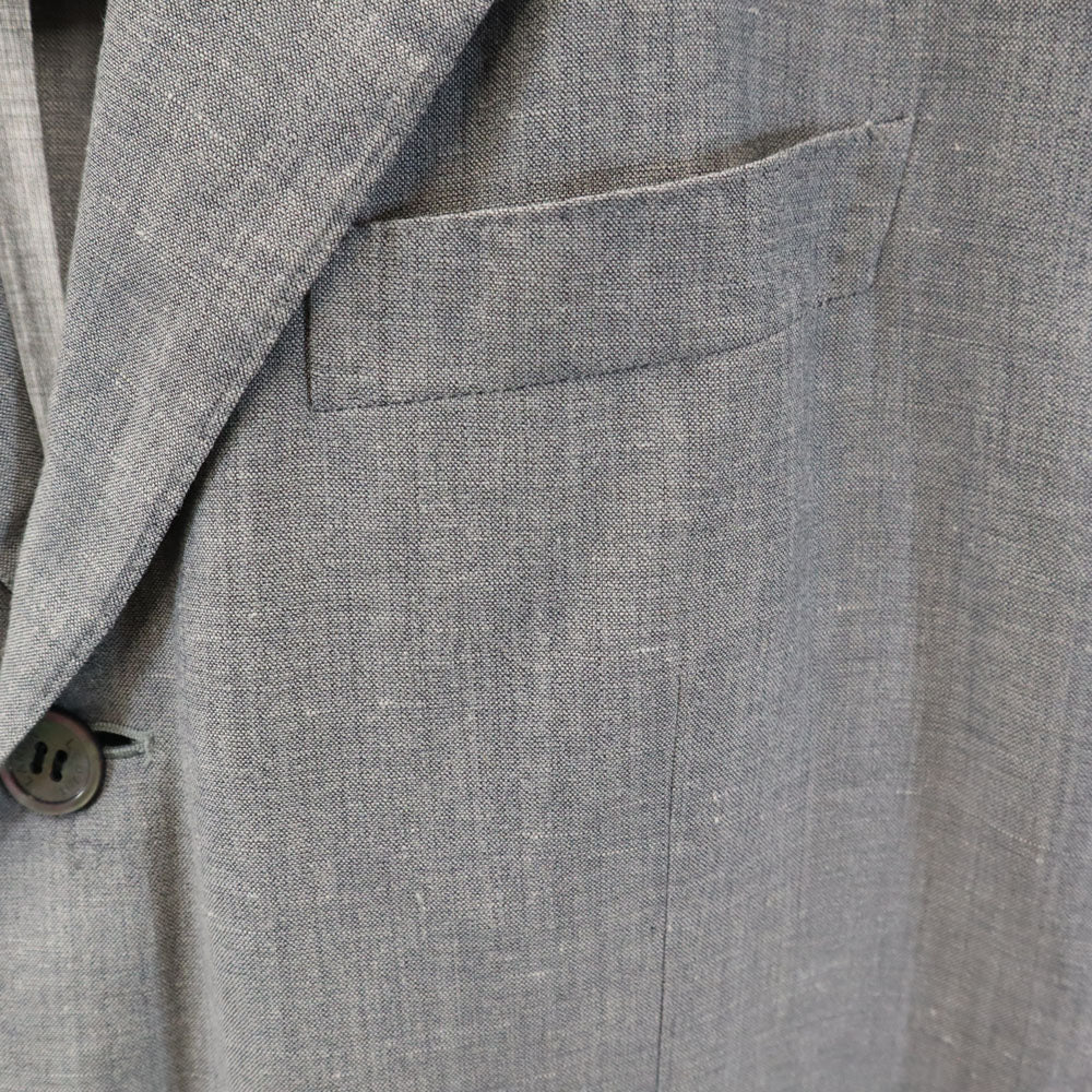 LANVIN ランバン 90s ウール リネンブレンド オールド 長袖 テーラードジャケット R50-46 グレー CLASSIQUE メンズ