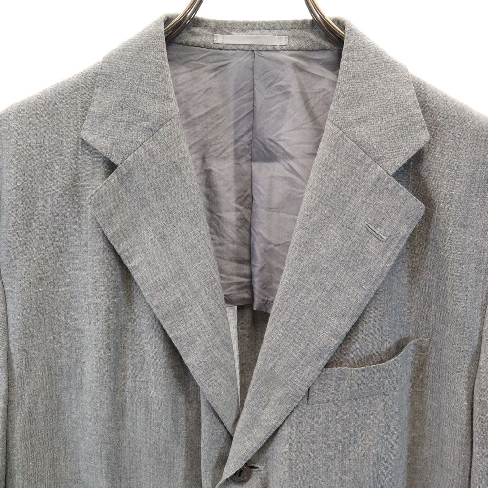 LANVIN ランバン 90s ウール リネンブレンド オールド 長袖 テーラードジャケット R50-46 グレー CLASSIQUE メンズ