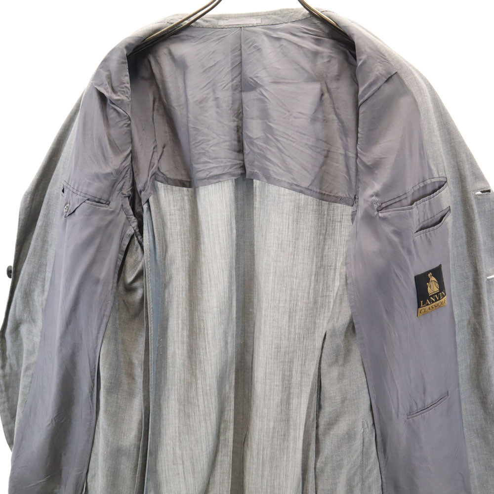 LANVIN ランバン 90s ウール リネンブレンド オールド 長袖 テーラードジャケット R50-46 グレー CLASSIQUE メンズ