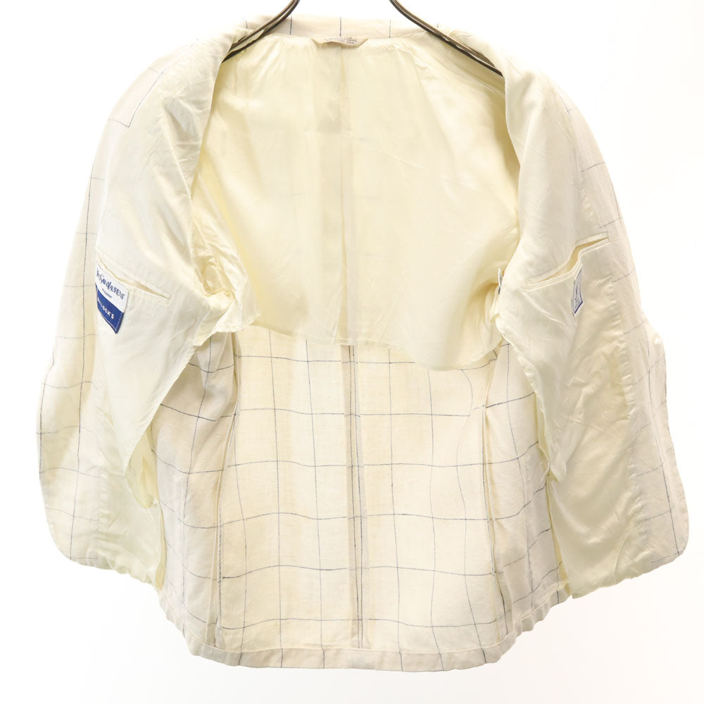 YVES SAINT LAURENT イヴサンローラン 90s USA製 オールド ウィンドウペン チェック柄 テーラードジャケット 36S ホワイト ブレザー メンズ