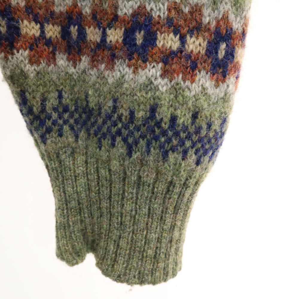 BRAEMAR ブレーマー 80s 90s スコットランド製 オールド 総柄 長袖 セーター S オリーブ系 ニット メンズ