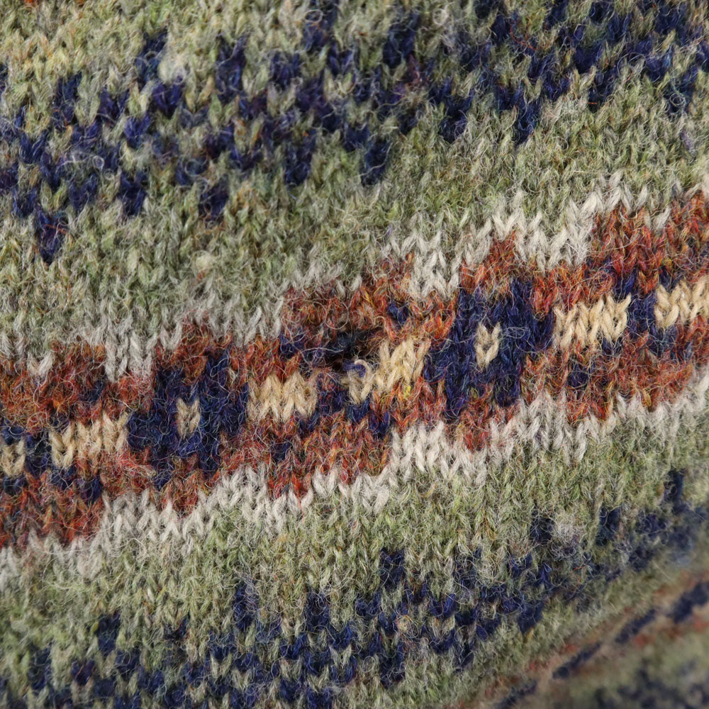 BRAEMAR ブレーマー 80s 90s スコットランド製 オールド 総柄 長袖 セーター S オリーブ系 ニット メンズ