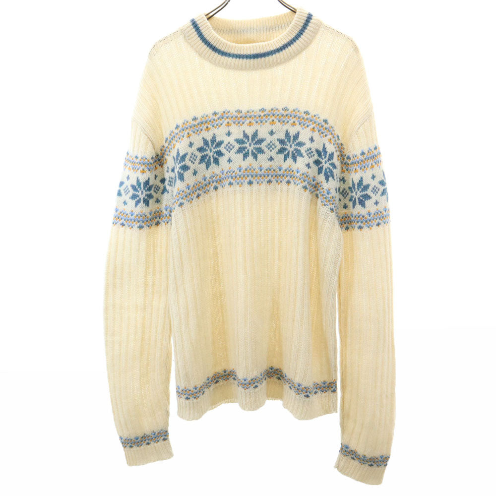 Van Cort 70s 80s アクリル ヴィンテージ ノルディック柄 長袖 セーター L アイボリー系 ニット メンズ