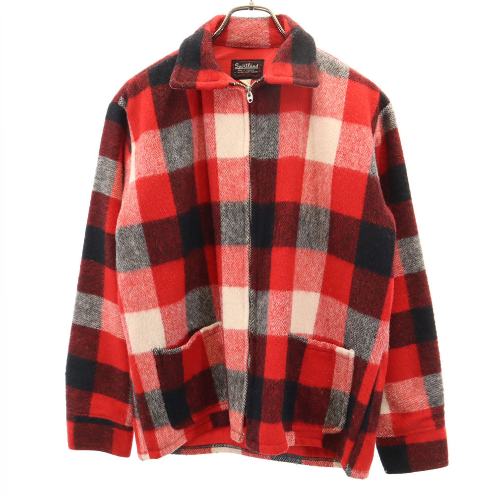 sportland 50s 60s ヴィンテージ ギンガムチェック柄 ジップジャケット 赤系 メンズ