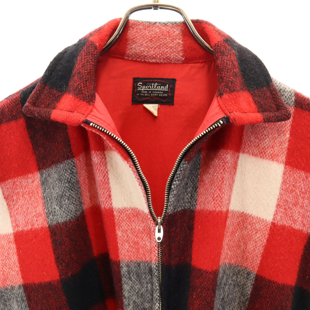 sportland 50s 60s ヴィンテージ ギンガムチェック柄 ジップジャケット 赤系 メンズ