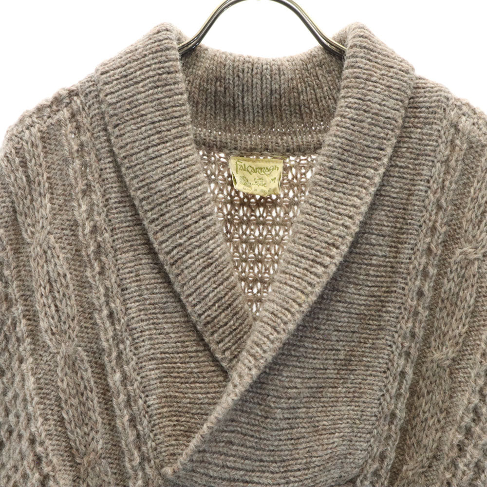 80s 90s アイルランド製 オールド 長袖 セーター M グレージュ ニット レディース