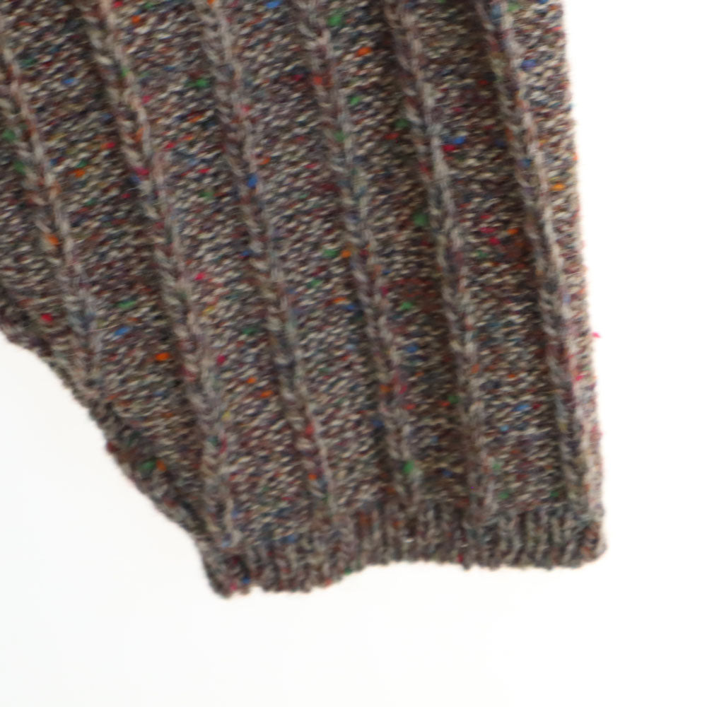 未使用 Taylor アイルランド製 長袖 ニットカーディガン M ブラウン ネップ入り メンズ