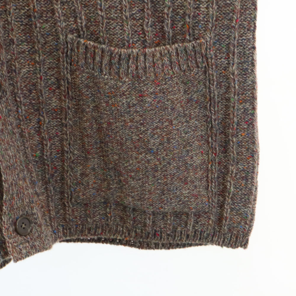 未使用 Taylor アイルランド製 長袖 ニットカーディガン M ブラウン ネップ入り メンズ