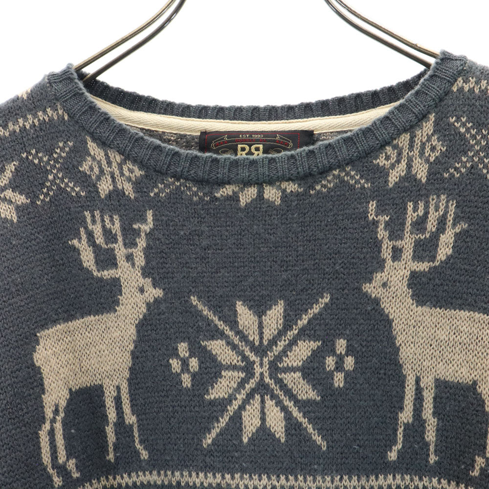 RRL 90s 赤3星 ウール オールド 初期タグ ラルフローレン ノルディック柄 長袖 セーター L チャコールグレー ダブルアールエル ニット レディース