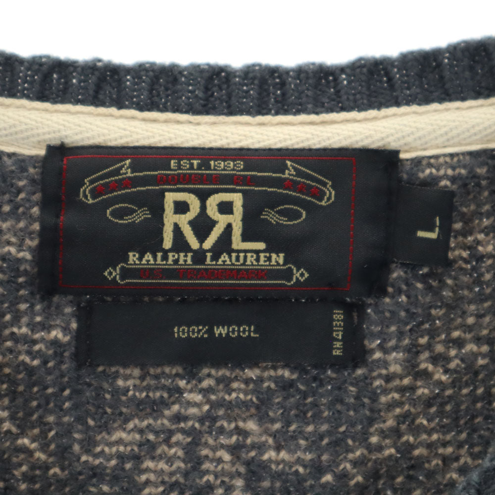 RRL 90s 赤3星 ウール オールド 初期タグ ラルフローレン ノルディック柄 長袖 セーター L チャコールグレー ダブルアールエル ニット レディース