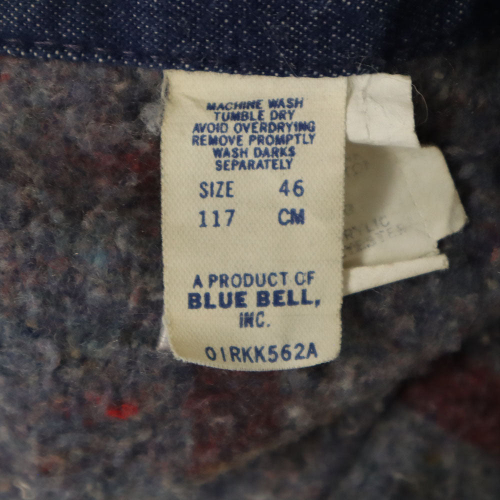 BLUE BELL ブルーベル 60s 70s ヴィンテージ ラングラー デニム カバーオール 46 インディゴブルー 裏ブランケット ジャケット メンズ