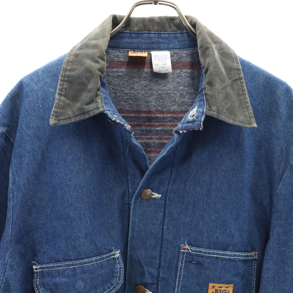 BIG BEN ビッグベン 70s 80s USA製 ラングラー ヴィンテージ デニム カバーオール 42 ウォッシュブルー 裏ブランケット ジャケット メンズ