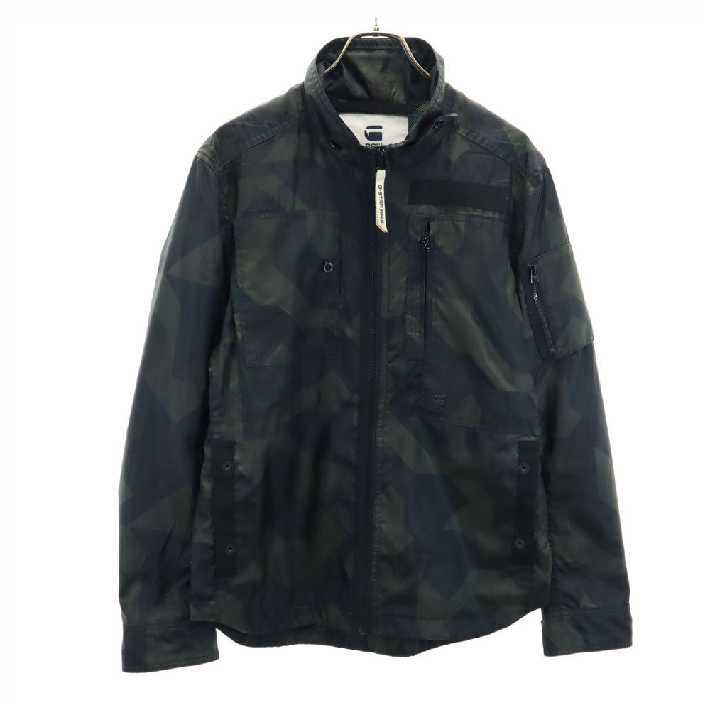 ジースターロゥ 幾何学柄 オーバー シャツジャケット M カーキ 他 G-STAR RAW 裏メッシュ ブルゾン Powel-R Overshirt メンズ