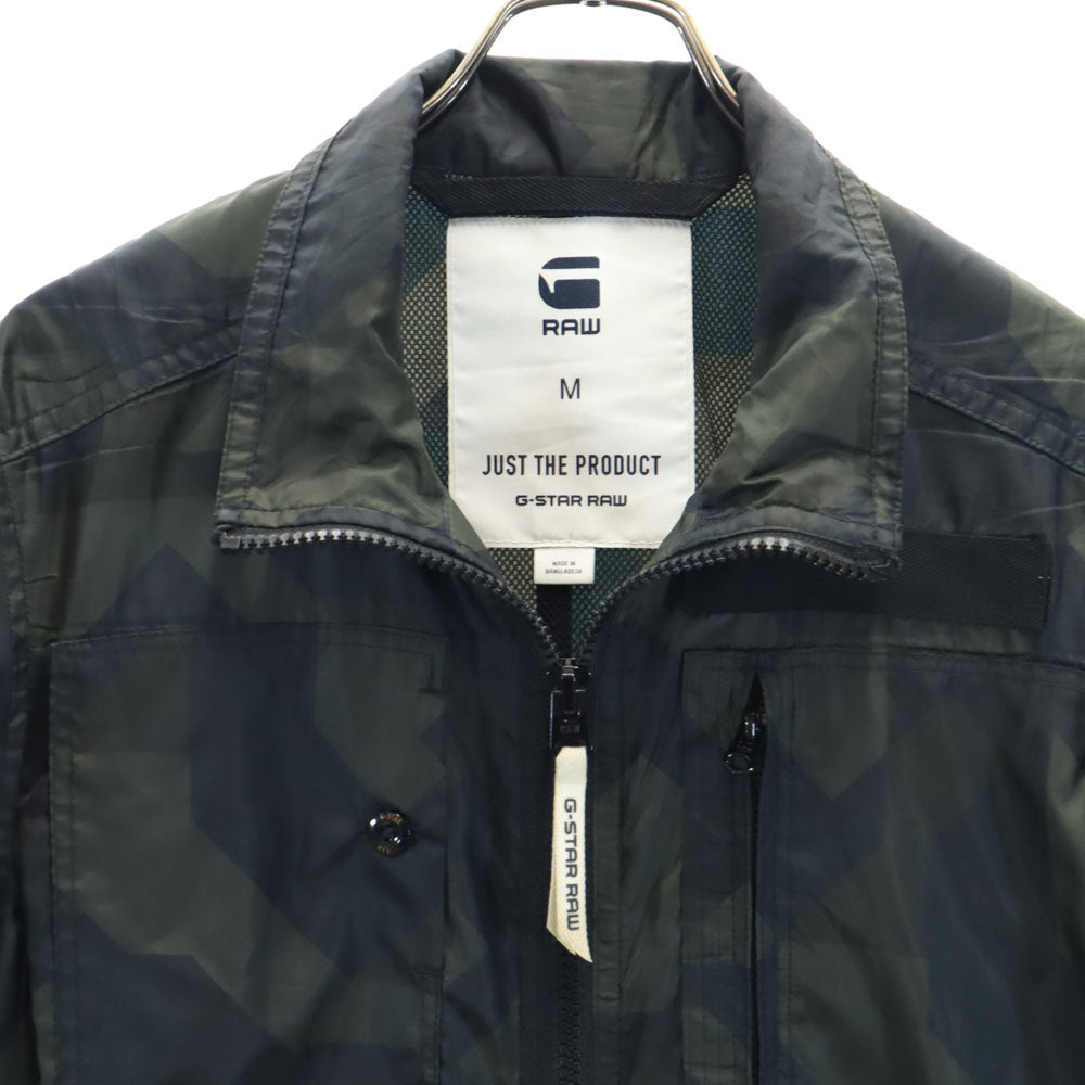 ジースターロゥ 幾何学柄 オーバー シャツジャケット M カーキ 他 G-STAR RAW 裏メッシュ ブルゾン Powel-R Overshirt メンズ