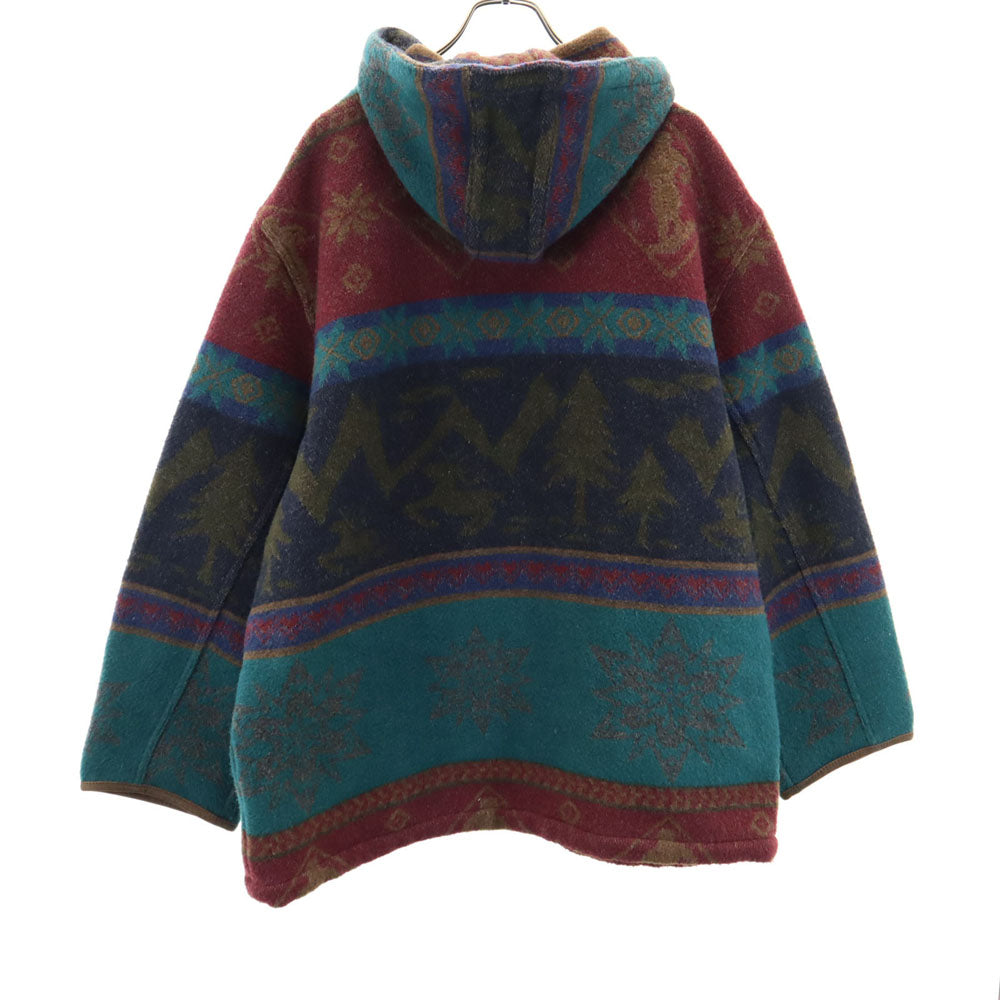 L.L.Bean エルエルビーン 80s ポルトガル製 ウールブレンド ヴィンテージ ノルディック柄 パーカー L ワインレッド 他 メンズ