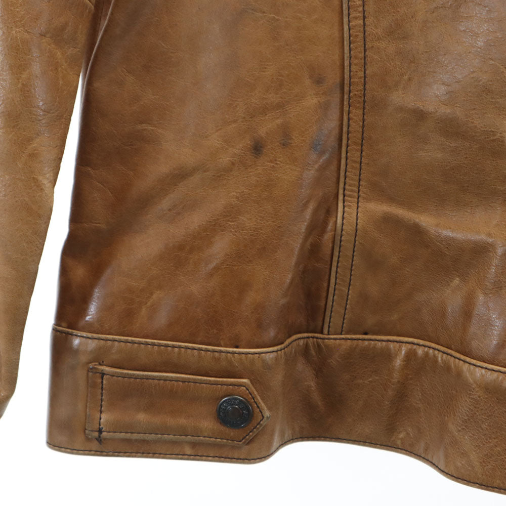 GAP ギャップ 牛革 レザー シングル トラッカー ジャケット XS ブラウン レディース