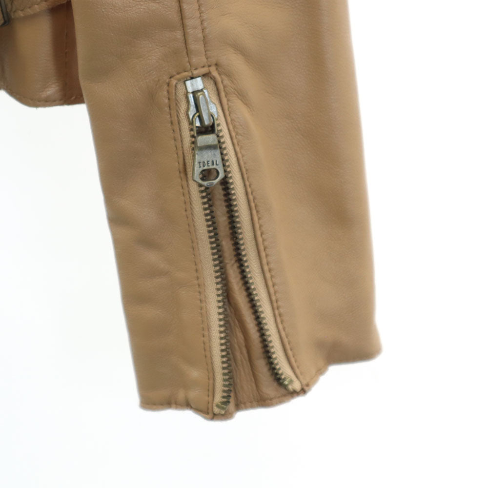 SHIPS シップス 羊革 レザー ダブルライダースジャケット 36 ベージュブラウン レディース