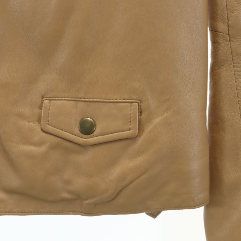 SHIPS シップス 羊革 レザー ダブルライダースジャケット 36 ベージュブラウン レディース