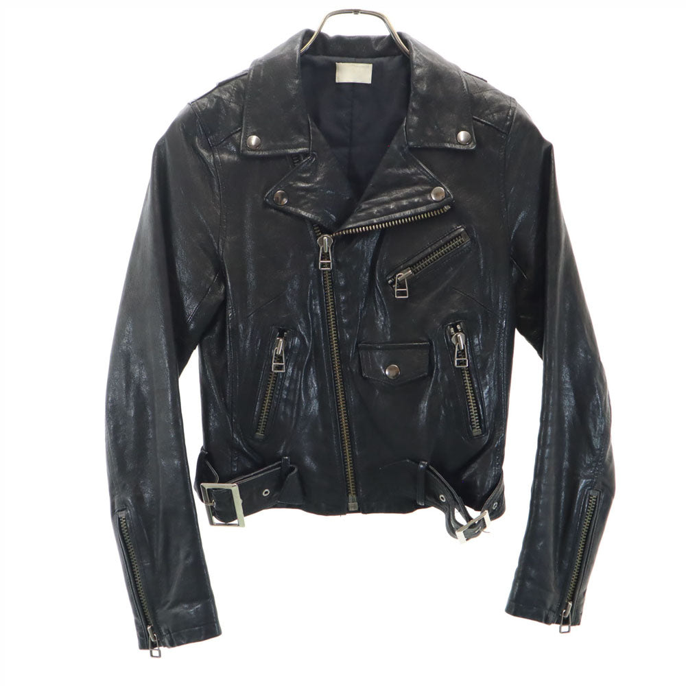 ナイングラウンド ゴートレザー ダブルライダースジャケット F ブラック レディース