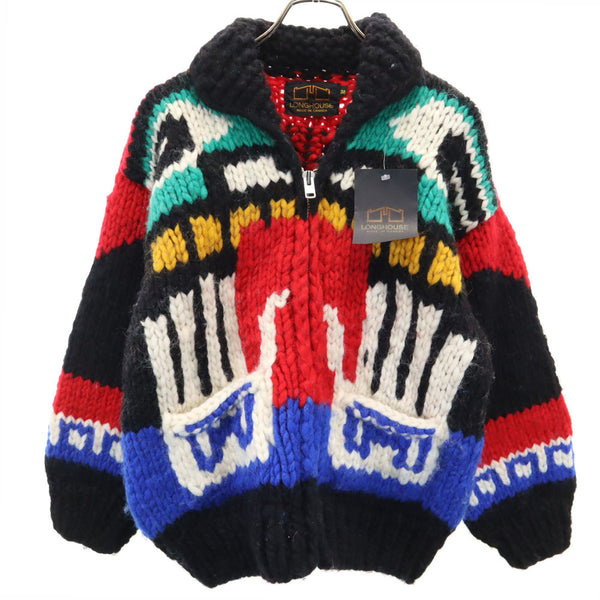 未使用 ロングハウス カナダ製 カウチンジャケット 38 レッド 他 LONGHOUSE セーター メンズ