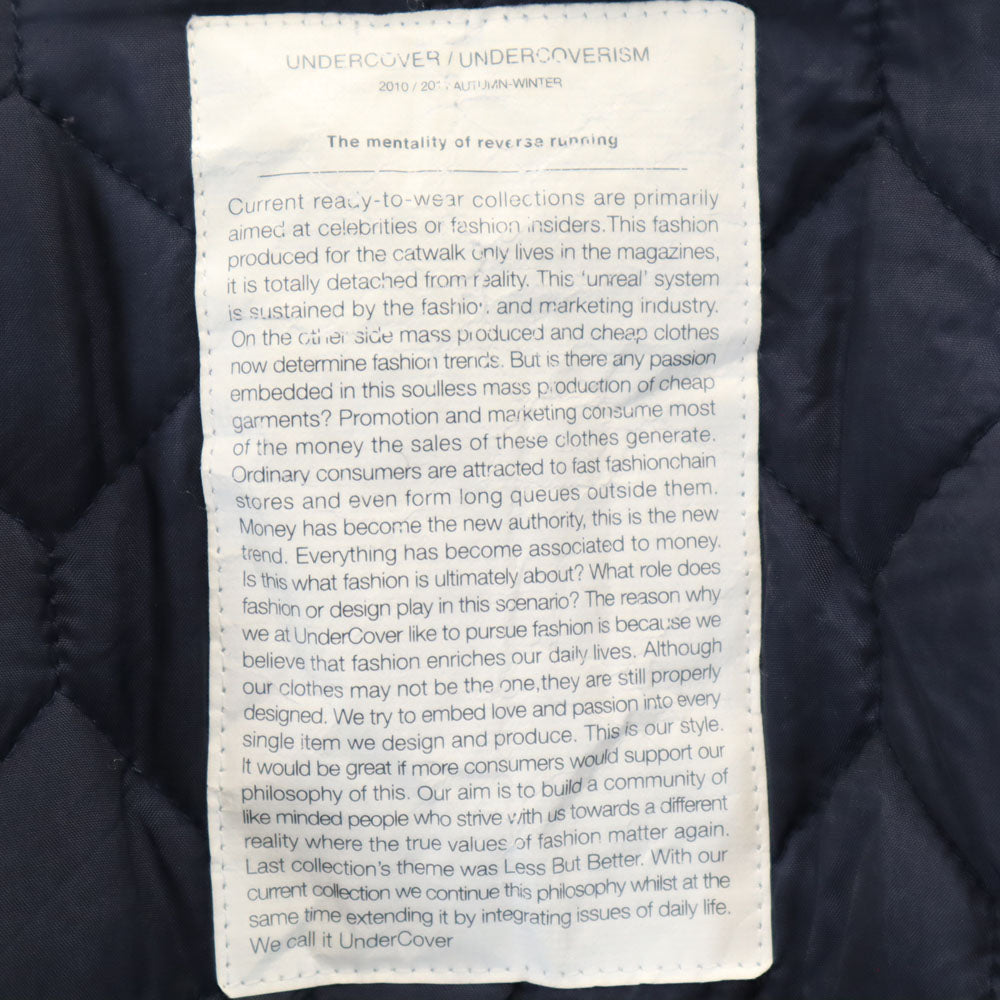 UNDERCOVER アンダーカバー 日本製 ウールブレンド ピーコート 2 ネイビー メンズ