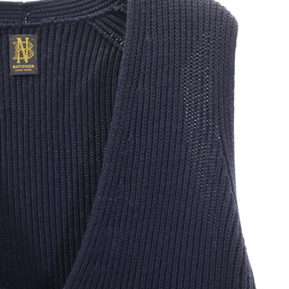 BATONER バトナー 日本製 Vネック ニットベスト 1 ネイビー レディース