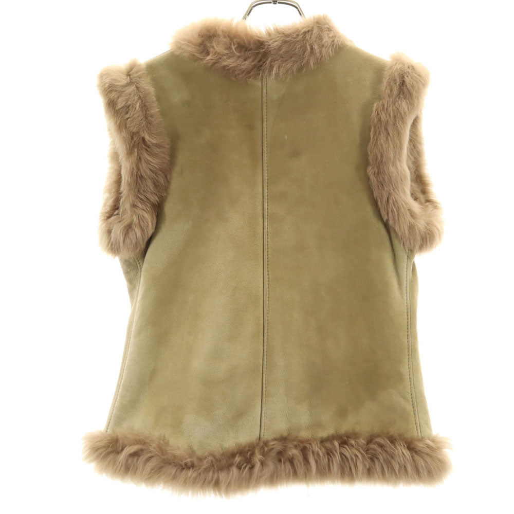 LOEWE ロエベ スペイン製 ムートン ベスト 44 カーキベージュ レディース