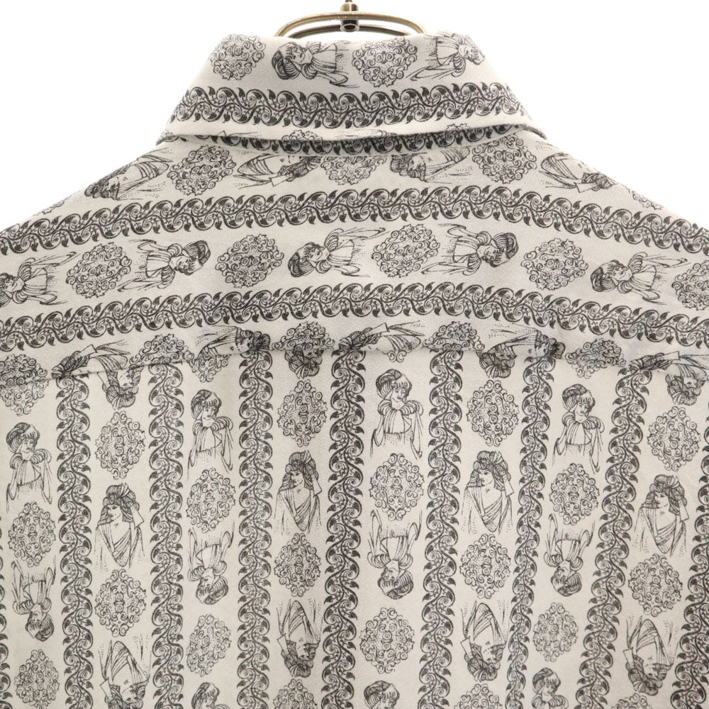 70s 総柄 長袖 シャツ M ホワイト 他 オールド ヴィンテージ メンズ