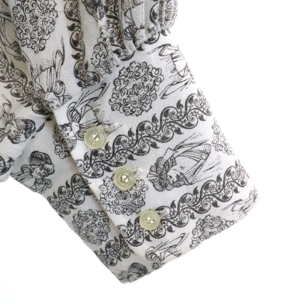 70s 総柄 長袖 シャツ M ホワイト 他 オールド ヴィンテージ メンズ