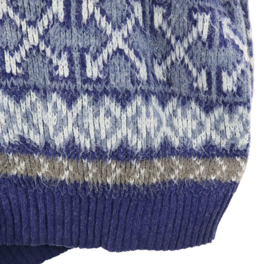 LONDON FOG ロンドンフォグ 70s 80s USA製 ノルディック柄 ハイネック ニットジャケット L ネイビー 他 オールド ヴィンテージ メンズ