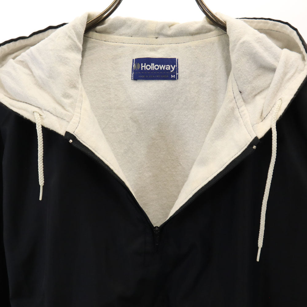 Holloway ホロウェイ 80s USA製 長袖 アノラックパーカー M ブラック プルオーバー オールド ヴィンテージ メンズ