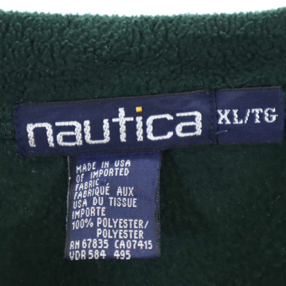 NAUTICA ノーティカ 90s USA製 長袖 ヘンリーネック フリース Tシャツ XL グリーン系 オールド ビッグサイズ メンズ