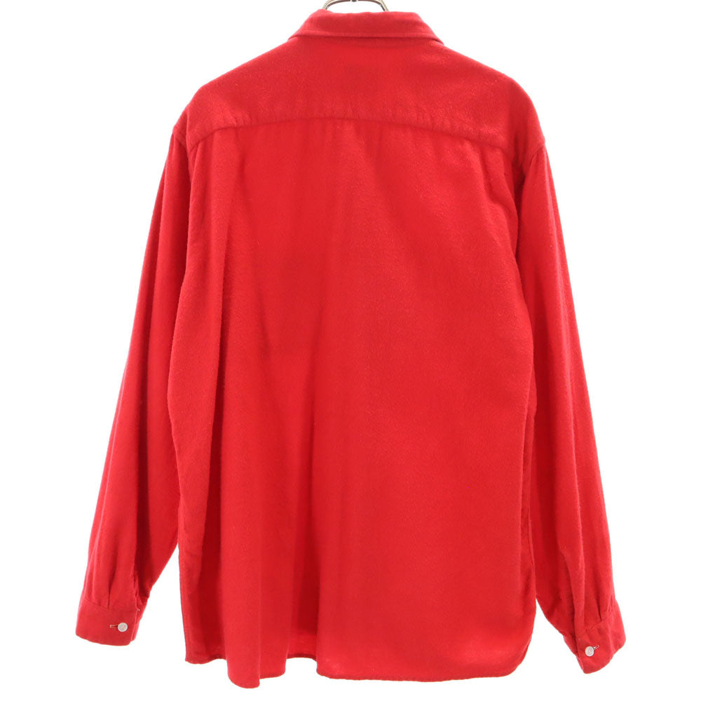 60s レーヨン ボックスシルエット 長袖 ネルシャツ M レッド系 オールド ヴィンテージ メンズ