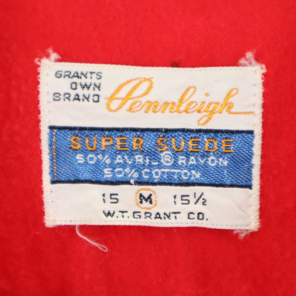 60s レーヨン ボックスシルエット 長袖 ネルシャツ M レッド系 オールド ヴィンテージ メンズ