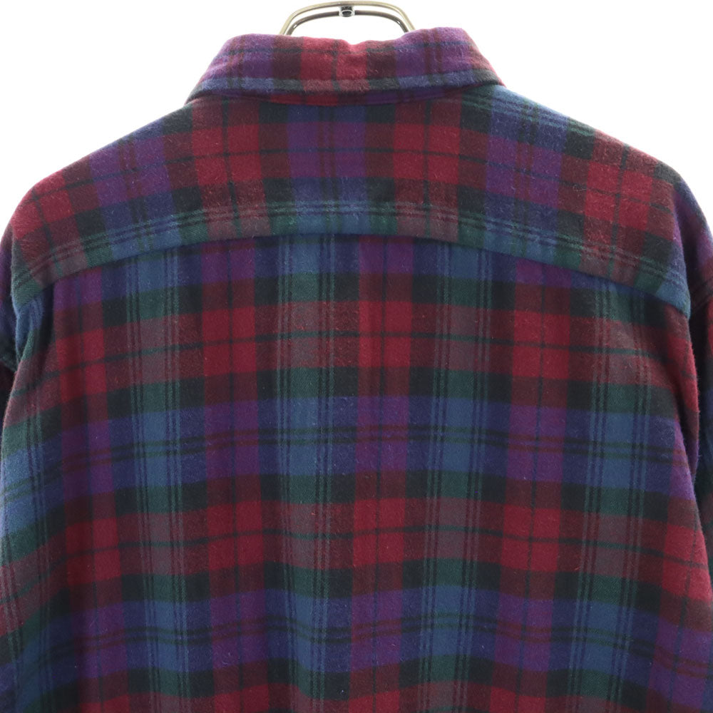 エルエルビーン 70s 80s チェック 長袖 ネルシャツ L レッド系 L.L.Bean アウトドア オールド ヴィンテージ メンズ