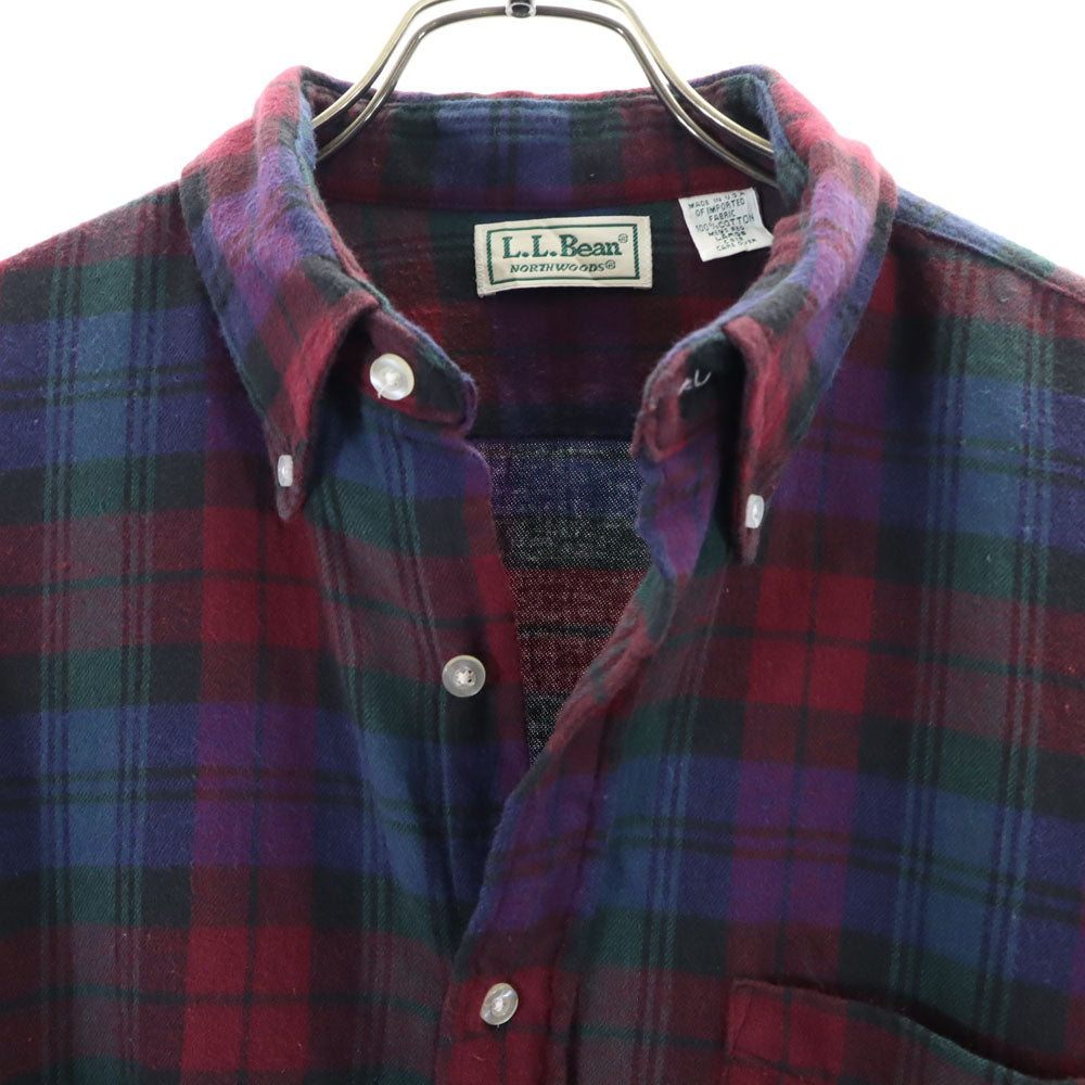 エルエルビーン 70s 80s チェック 長袖 ネルシャツ L レッド系 L.L.Bean アウトドア オールド ヴィンテージ メンズ
