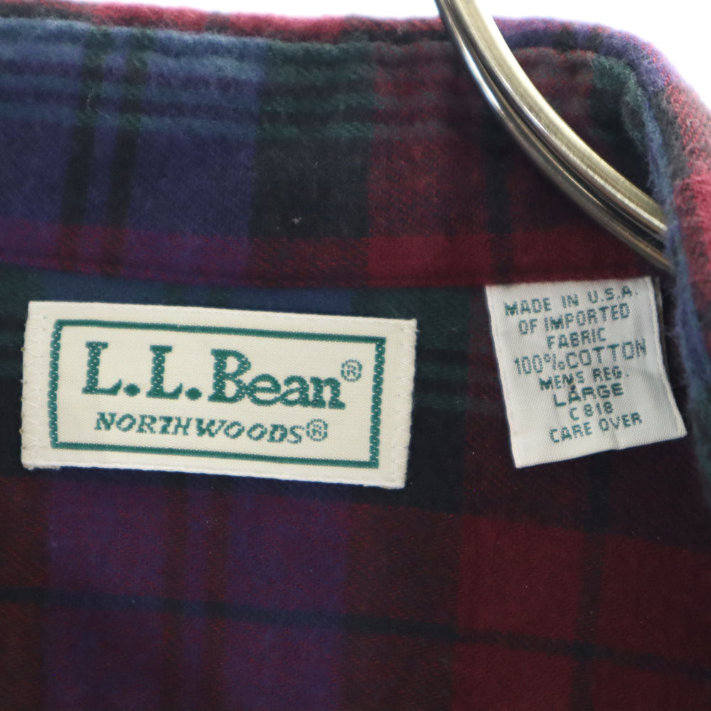 エルエルビーン 70s 80s チェック 長袖 ネルシャツ L レッド系 L.L.Bean アウトドア オールド ヴィンテージ メンズ