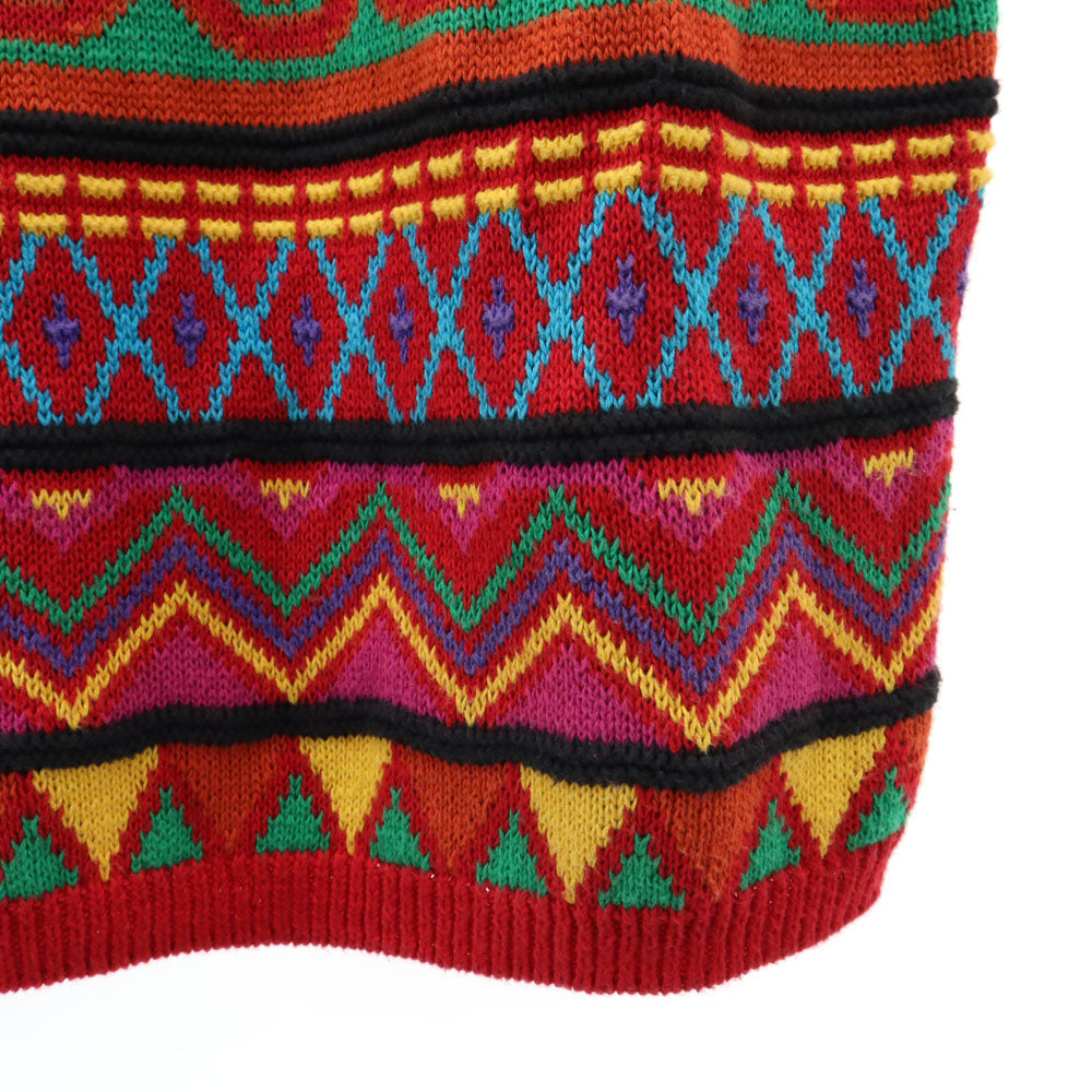 Clifford＆Willis クリフォードアンドウィルス 80s 90s USA製 オールド 総柄 長袖 コットンニット セーター M レッド系 メンズ